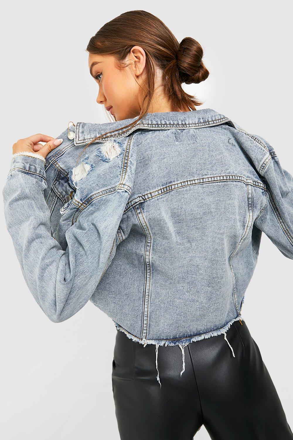 Jean jacket ripped on sale womens